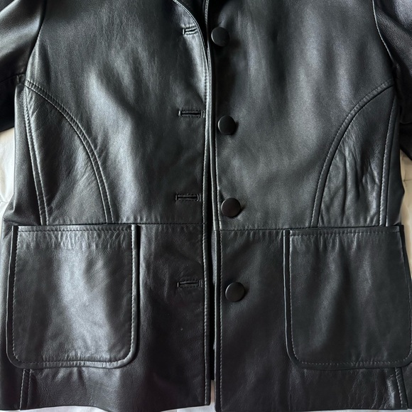 Vintage Black Genuine Leather Jacket - Picture 5 of 7